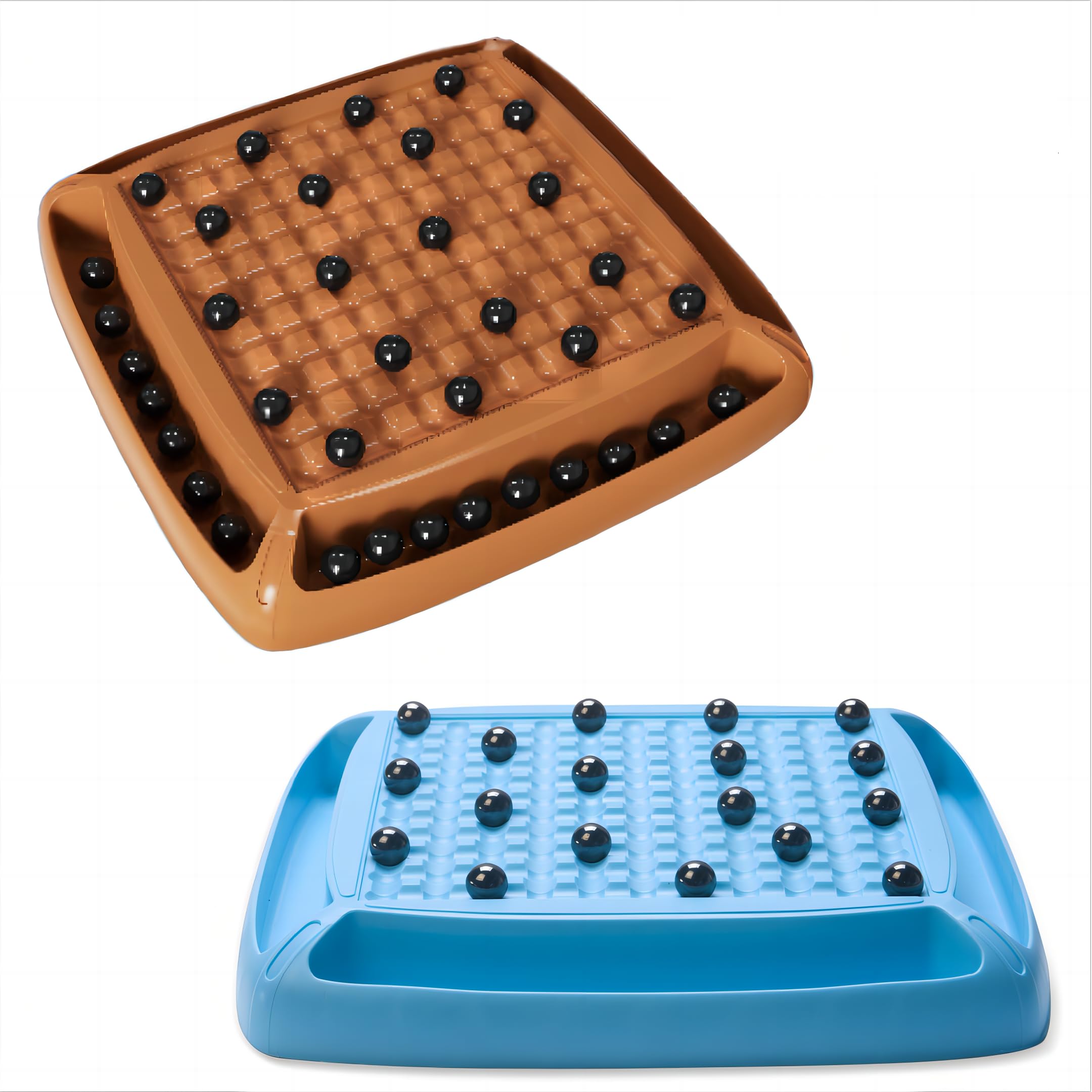 2 Pack Magnetic Chess Game（brown+blue） Each with 28 Pcs Magnetic Pieces（56 magnetic chess pieces） Family Board Games for Kids and Adults