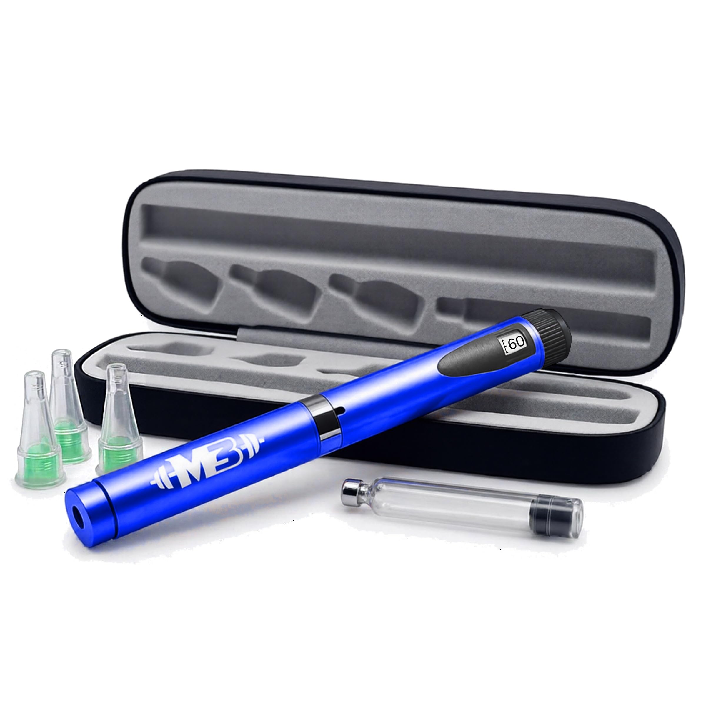M3Gear Metal Reusable Peptide Pen Kit – 60-Unit Precision Dial, 3 mL Glass Cartridge, 3 Pen Tips & Hard Case – 6 Piece Kit (Silver) — Amazon image 14