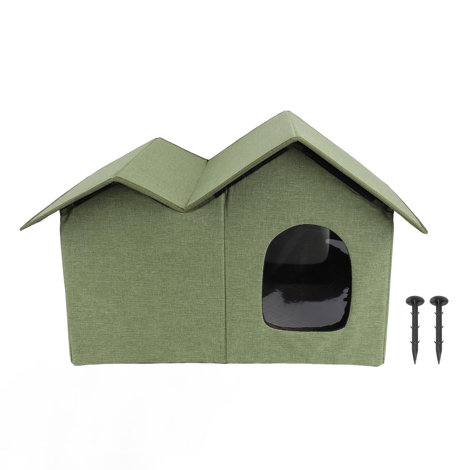 Maison pour chat pliable vert foncé idéale pour créer un coin repos sur votre terrasse
