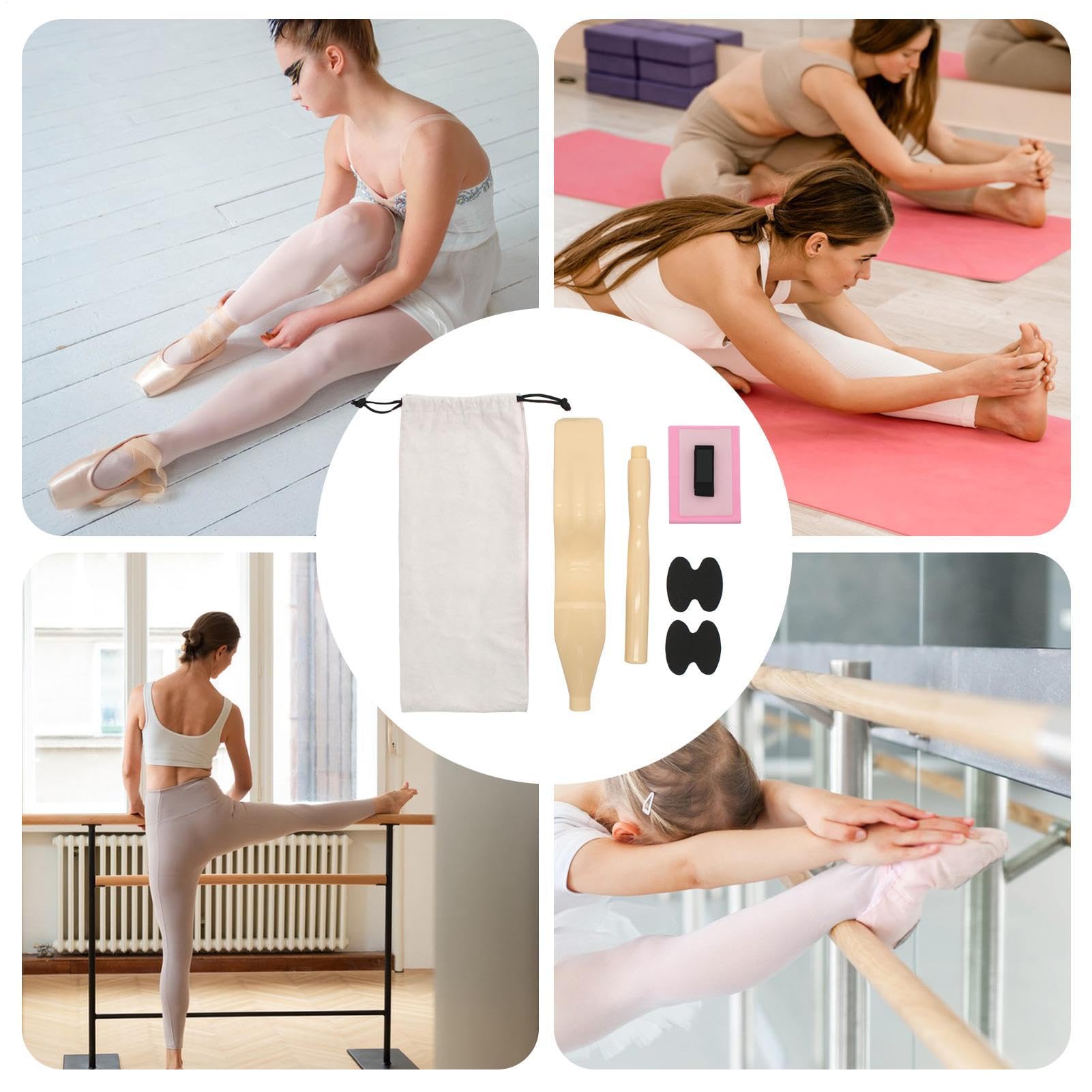 Barella per piedi portatile, strumento di allenamento per la flessibilità della danza, fascia elastica con cinghia per gambe, fascia elastica di resistenza, borsa compatta per ballerini, ginnasti