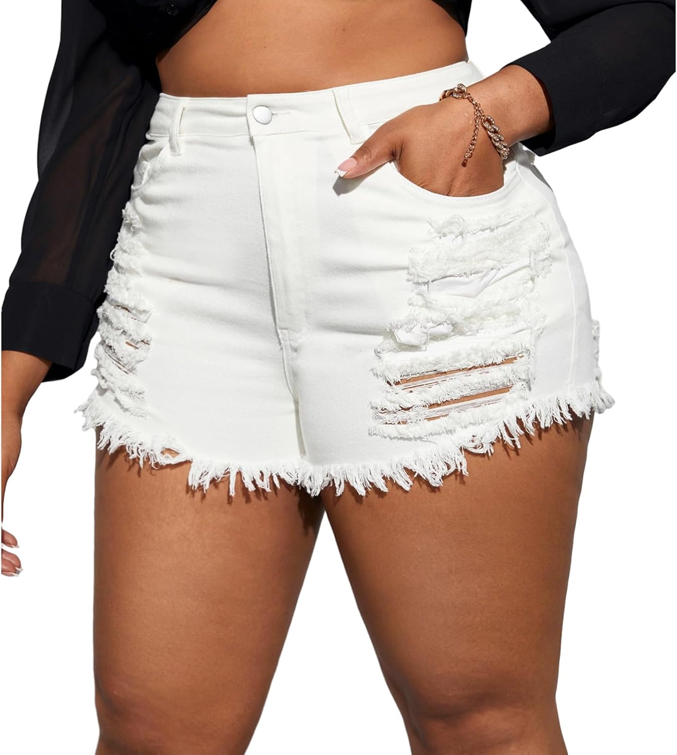GAGELE Plus Size Denim Shorts Women High Waisted Stretch Summer Jean Shorts