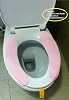 MEYA Bathroom Accessory Sets,One Pair Silicone Sticky Bathroom Warmer Washable Health Toilet Seat Cover Pads Plus One Piece of Folded Toilet Seat Lifter Pink Pads and Yellow Lifter