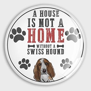 A House is Not A Home Without A Swiss Hound Refrigerator Magnets Glass Small Round Fridge Magnets Multi-Use Premium Dog Dad Magnets for Fridge Locker Whiteboard Billboard Kitchen Office School