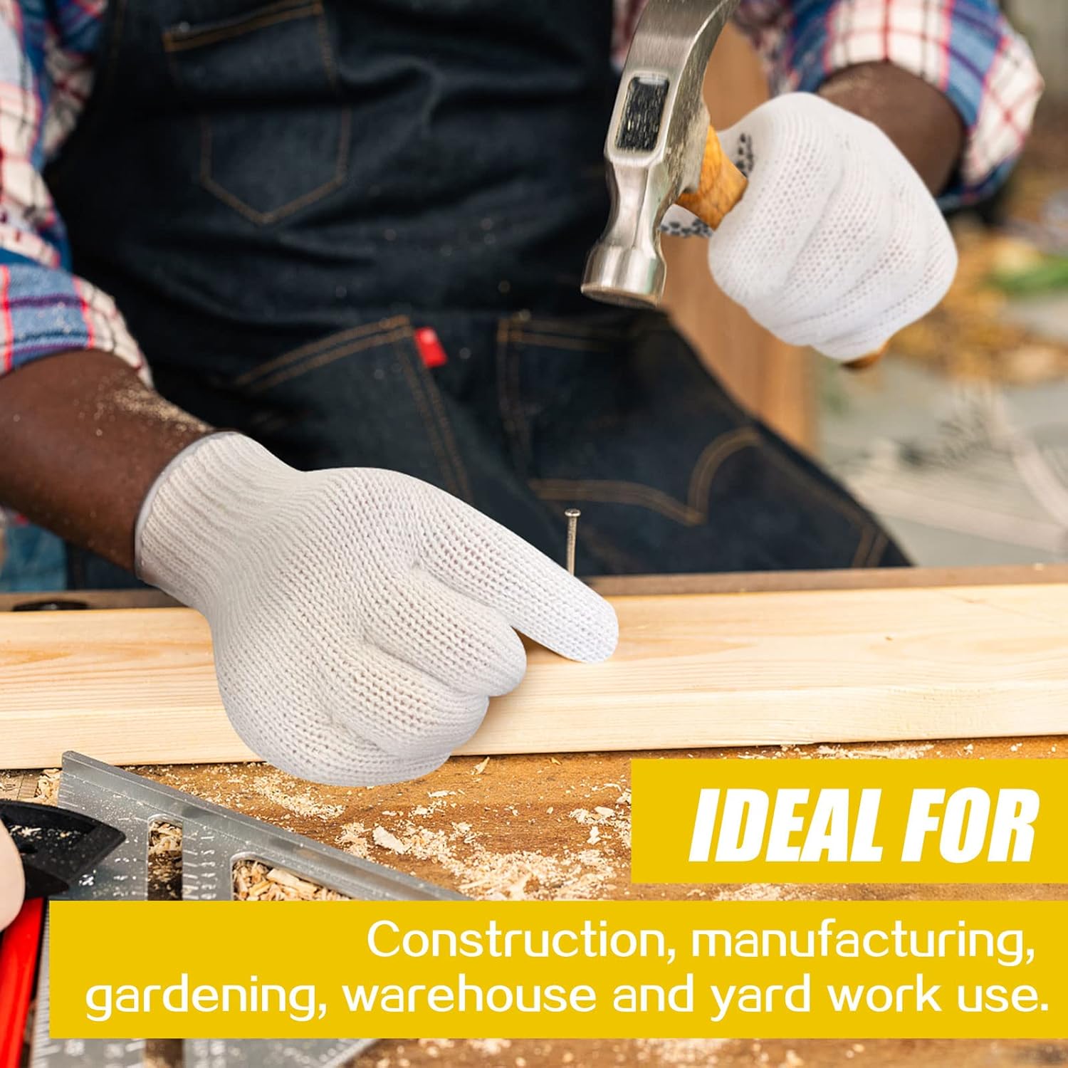 GSAFEME Safety Work Gloves 12 Pairs Cotton with Anti-Slip Grip Dots for Construction,Warehouse Lifting,House Moving - Image 7