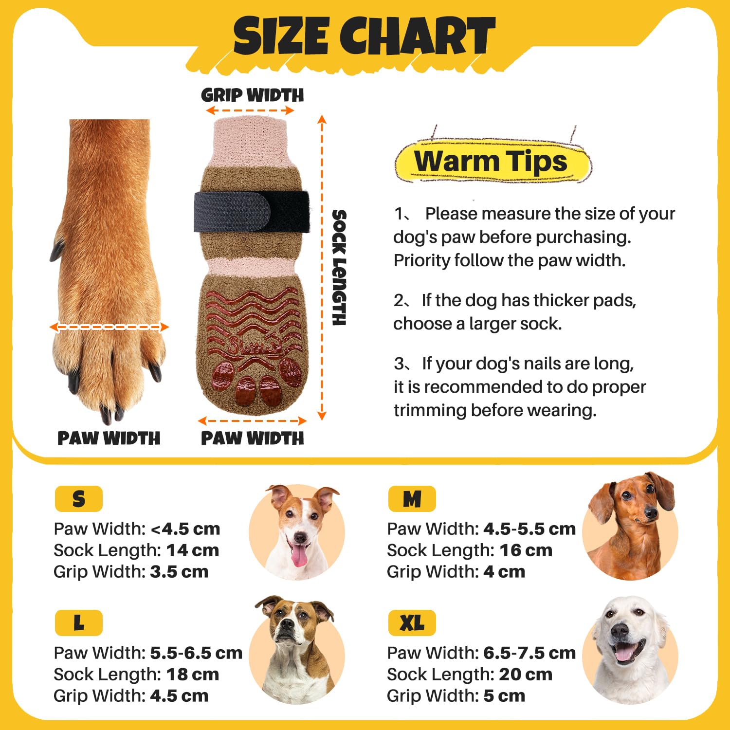 Eyein Dog Socks Paws Stop Licking, 2 Pair Anti Slip Dog Socks with Double-Sided Grips - Image 2