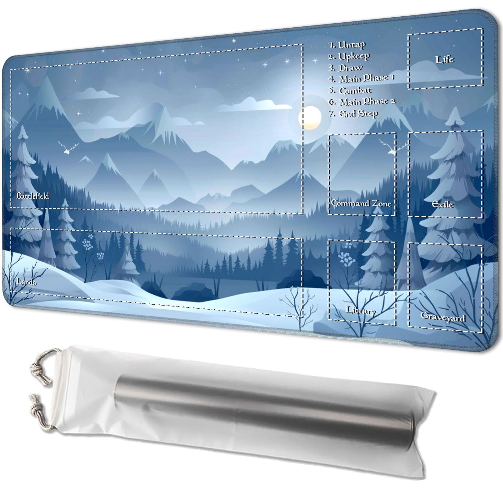 Playmat for MTG, Game Mat 24 x 14 inches, with Free Storage Bags, TCG and Board Game Mat for Cards, Ideal for Card Game Enthusiasts, Mountains