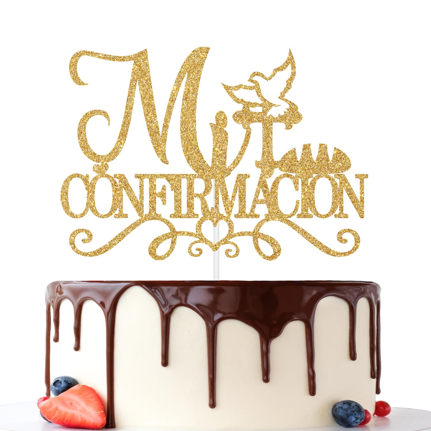 Jenrtvis Mi Confirmacion Cake Topper, First Holy Communion, Glittery Christen Day Baby Boys Girls 1st Birthay Decorations