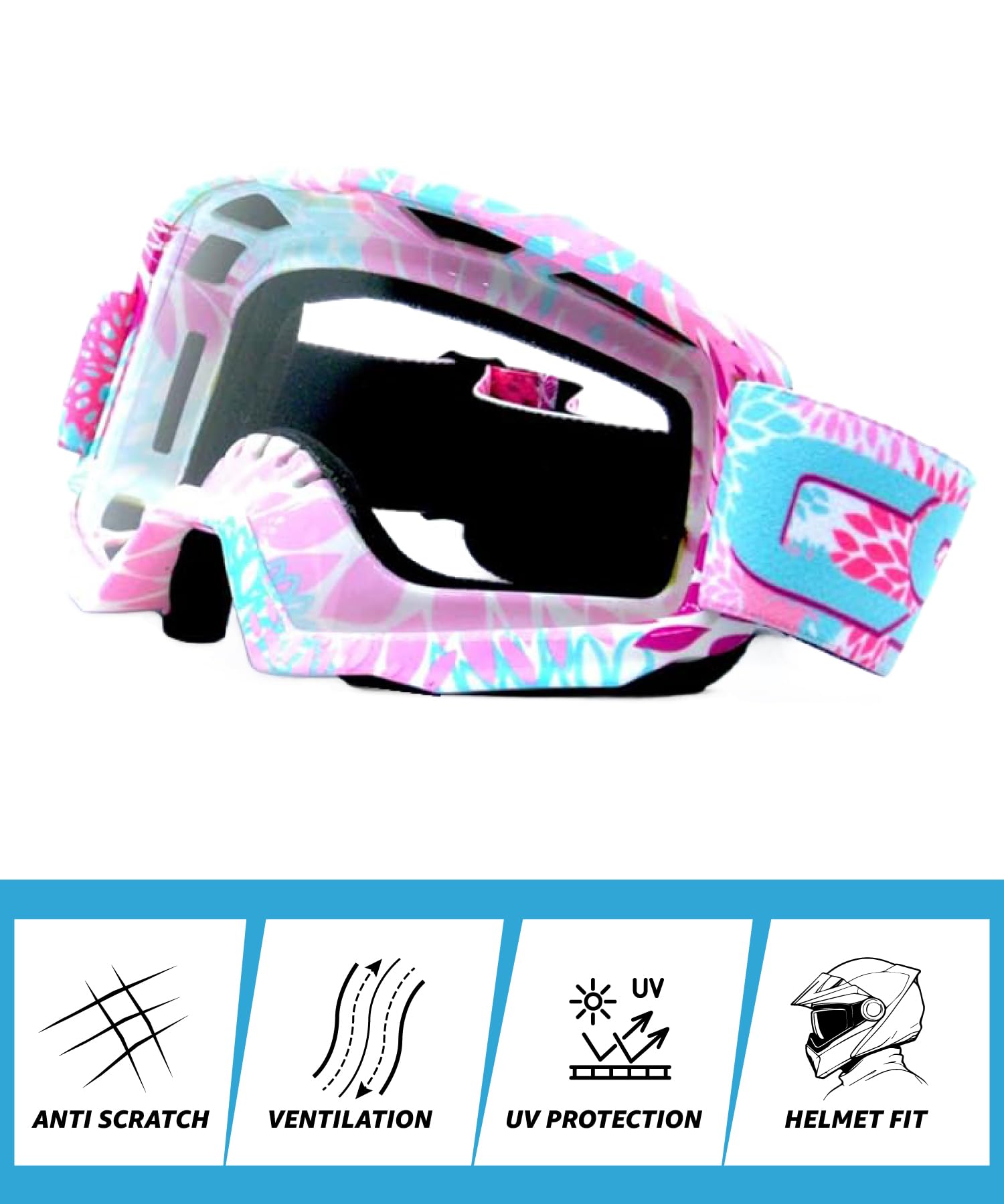 CRG Sports Motorcycle Goggle ATV Dirt Bike Off Road Racing Motocross Goggles for Men, Women, Adults