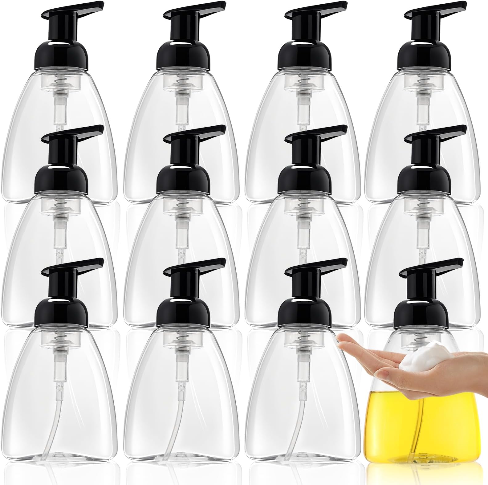 Bekith 12 Pack Foaming Hand Soap Dispenser, 10 Oz Liquid Soap Dispenser Empty Refillable Containers Plastic Pump Bottles for Kitchen, Bathroom, Commercial