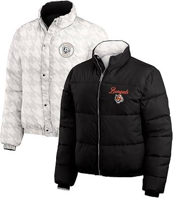 WEAR by Erin Andrews Womens NFL Reversible Cropped Full-Zip Puffer Jacket
