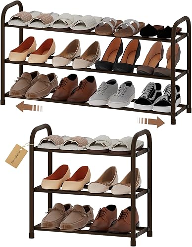 Miniatura 10 de Zapatero ampliable, zapatero pequeño de metal de 2 niveles, organizador de zapatos ajustable, estante de almacenamiento para armario, entrada, color