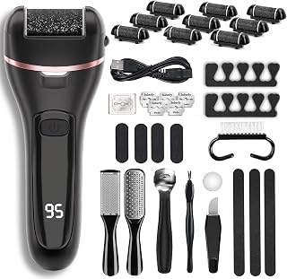 WeaHea 30-in-1 Electric Callus Remover: Professional Pedicure Kit with 9 Roller Heads, Rechargeable Waterproof Foot File for Spa-Smooth Feet at Home