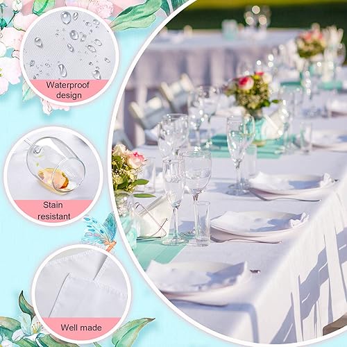 Miniatura 5 de Chumia Paquete de 10 manteles para mesas rectangulares, manteles de tela de poliéster, impermeables, resistentes a las manchas y a las arrugas,