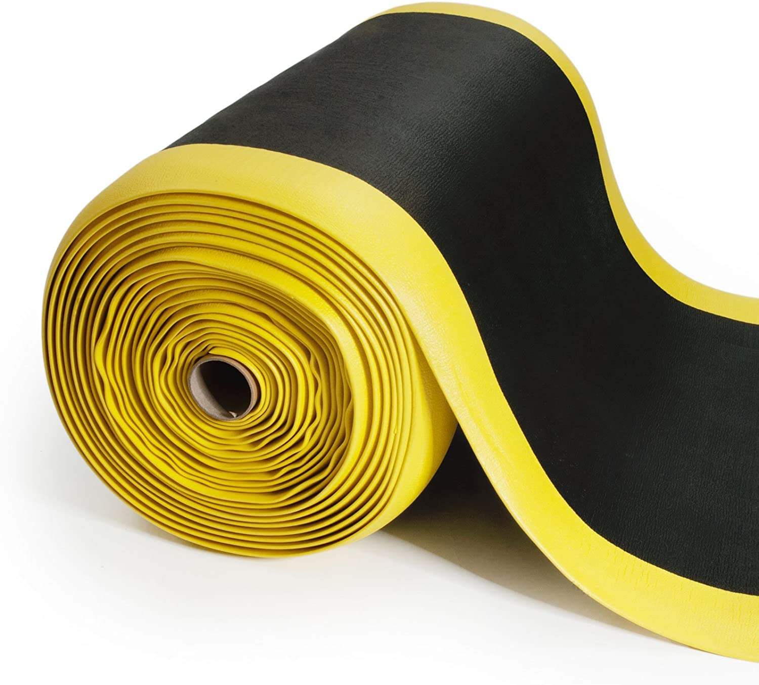 Tappetino anti-stanchezza, per postazioni di lavoro in piedi | Tappetino ergonomico per un maggiore comfort in piedi e corsa | antiscivolo e durevole (90 x 200 cm, nero/giallo)