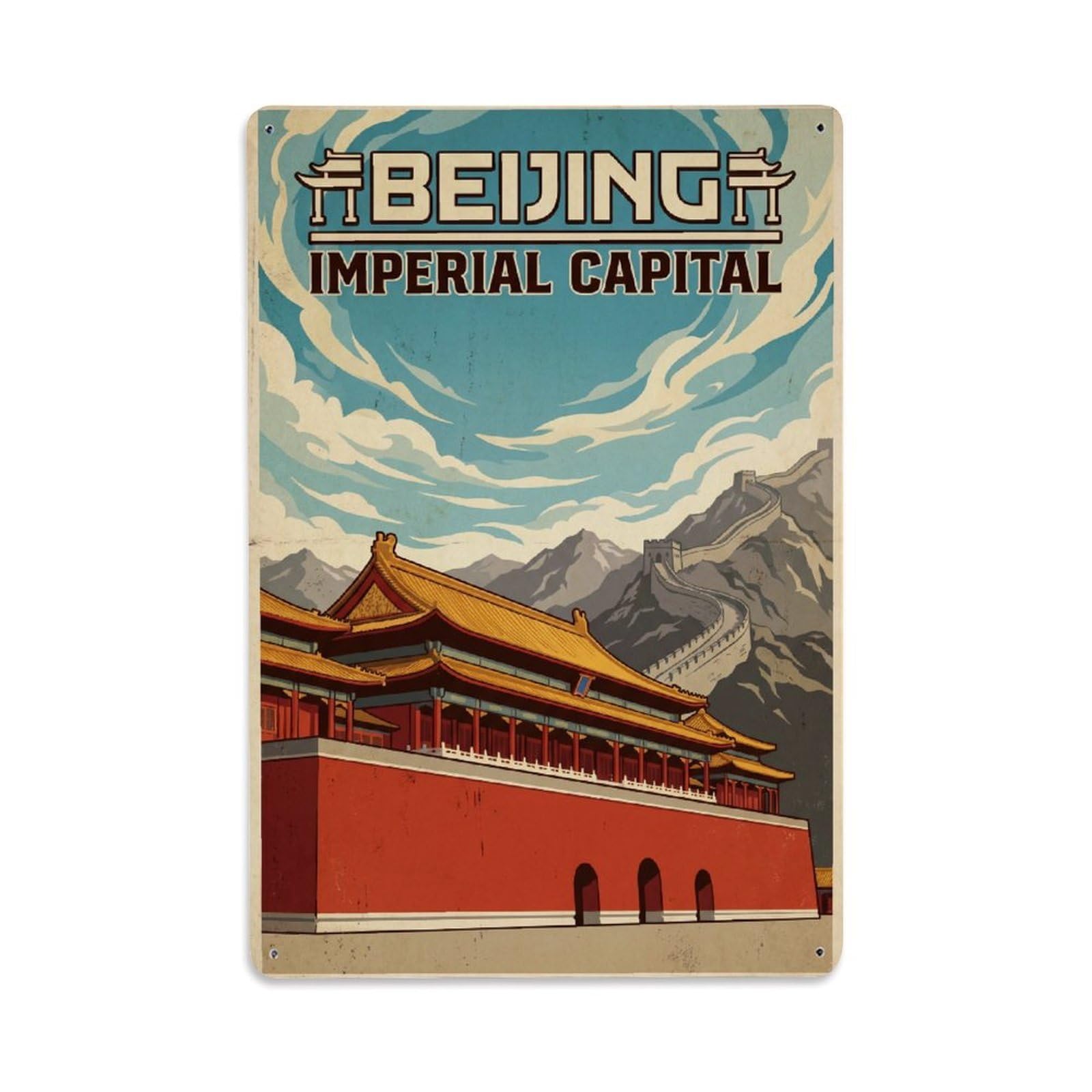 Huiyhb 8X12inch(20X30cm) Vintage Travel China Beijing Metal Tin Sign