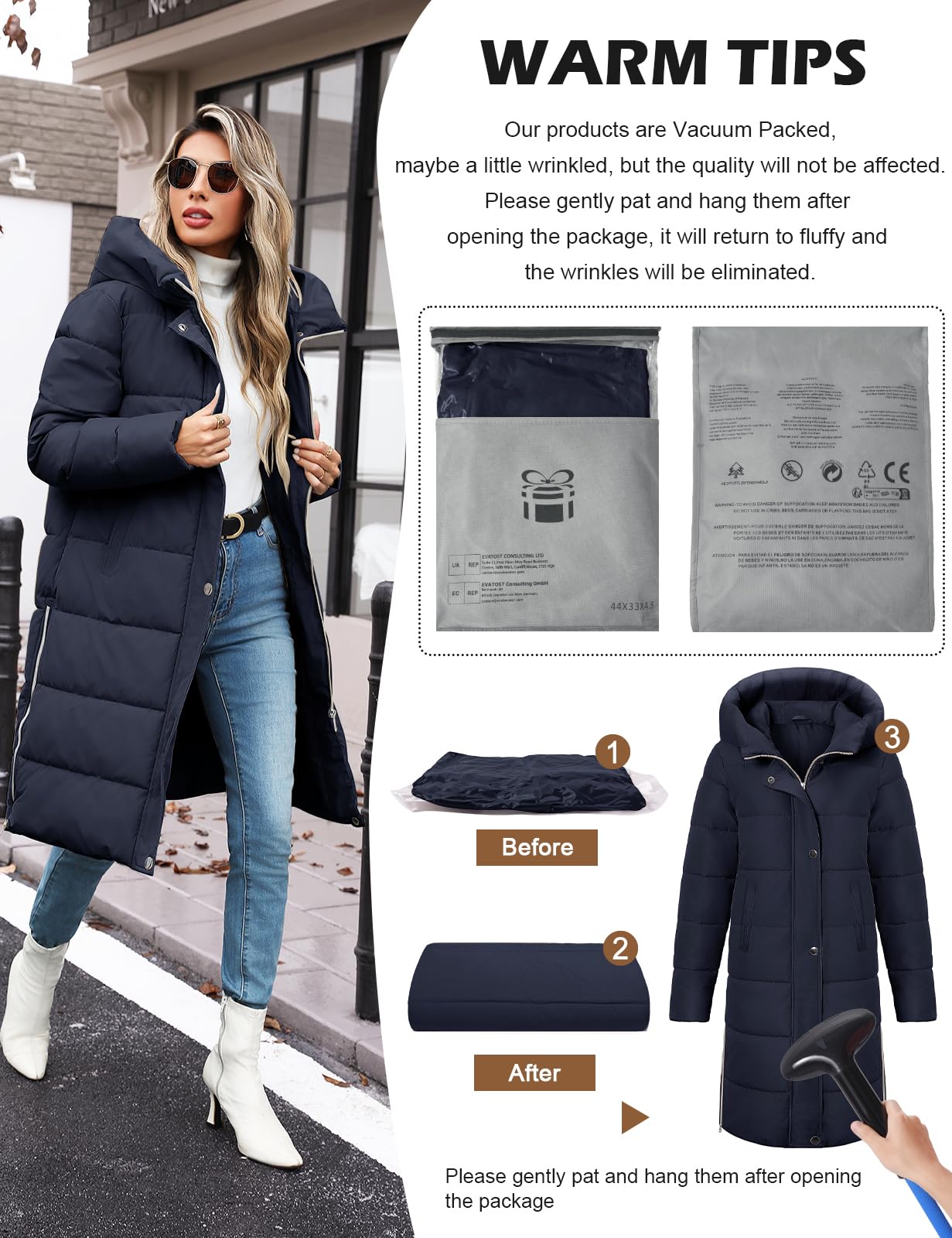 Cappotti invernali per donna-piumino con cappuccio caldo cappotto lungo invernale ispessito piumino alternativo Outwear