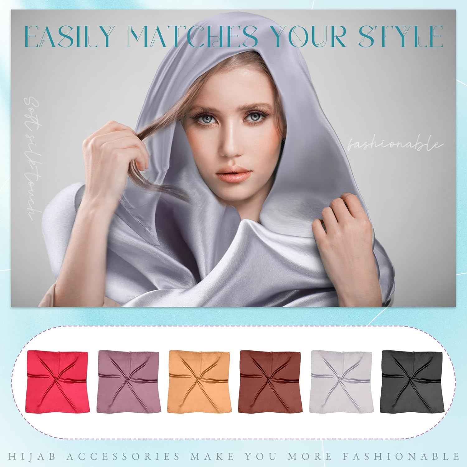 Hicarer 12 Pcs 35 Inch Satin Head Scarf Square Silk Like Neck Scarf Large Hair Scarf Silk Lightweight Hair Wrapping for Women - Image 4