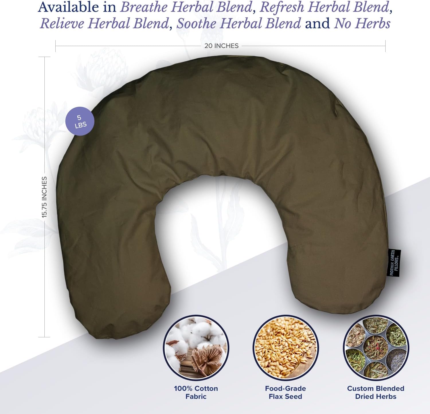 Mother Earth Pillows Extra Large Triggerpoint Pillow for Neck and Shoulders (Sage - No Herbs Added)