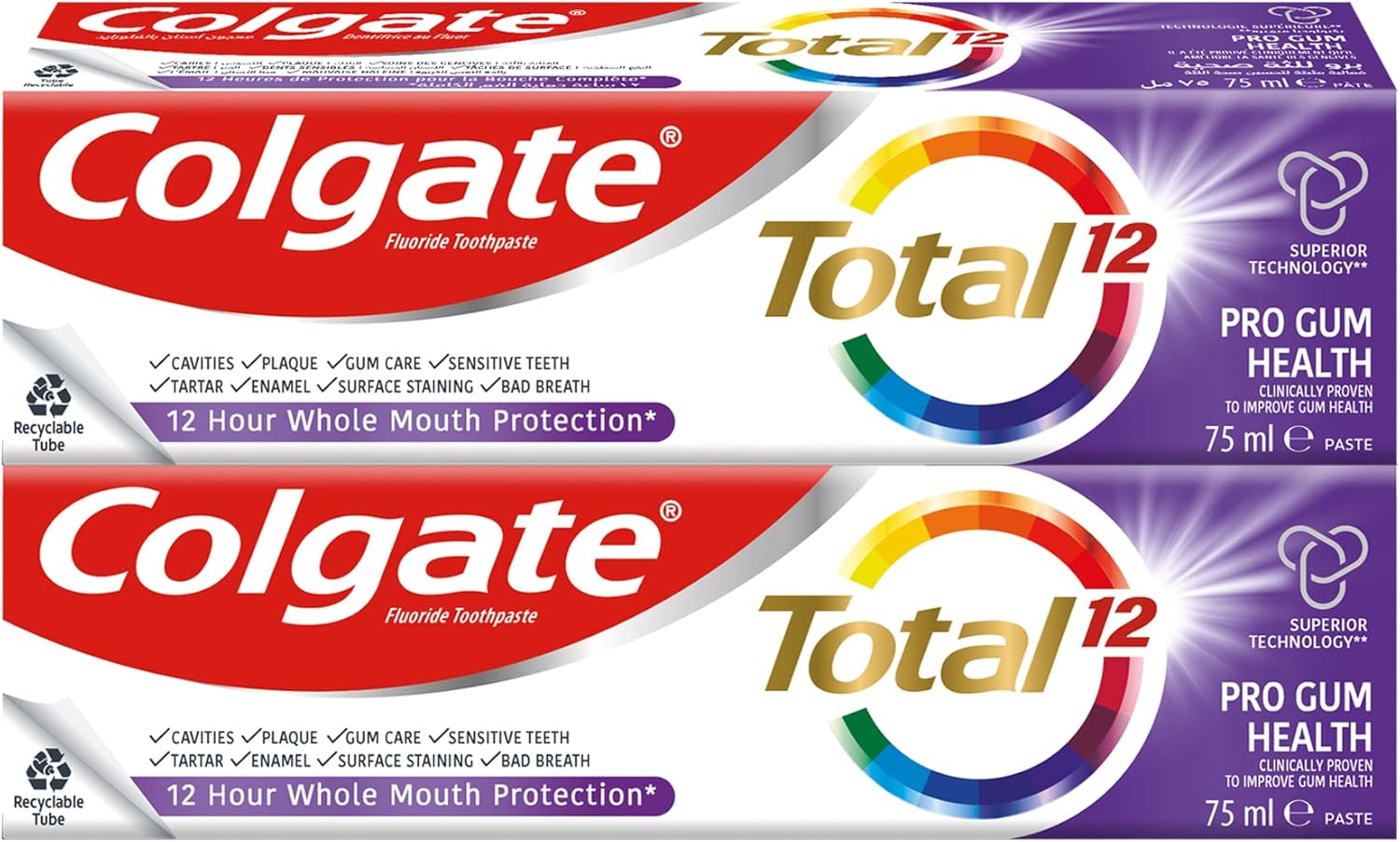 Colgate Total 12 Pro - Gum Health Toothpaste 75ml - 2 pieces: Buy ...