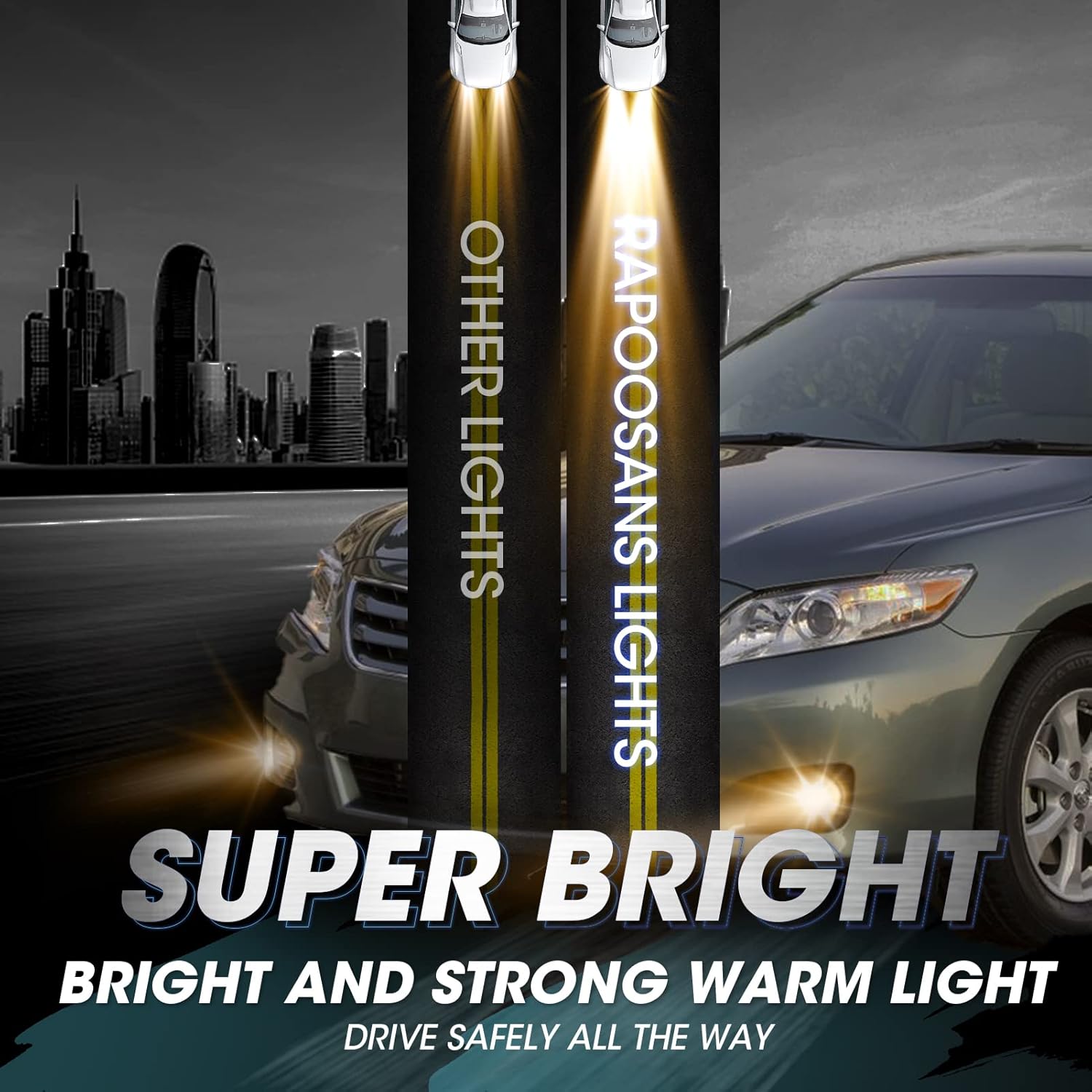 Driving Fog Lights Lamps Assembly Kit for 2010 2011 Toyota Camry Fog Light Replacement with Halogen Bulbs Switch and Wiring Kit(Not fit for Hybrid/SE models)-1 Set