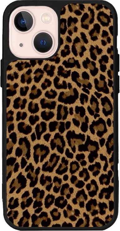 iPhone 14 ile Uyumlu Leopar Desenli Siyah Kılıf, Mat Silikon, Şok Emici, Koruyucu Kapak
