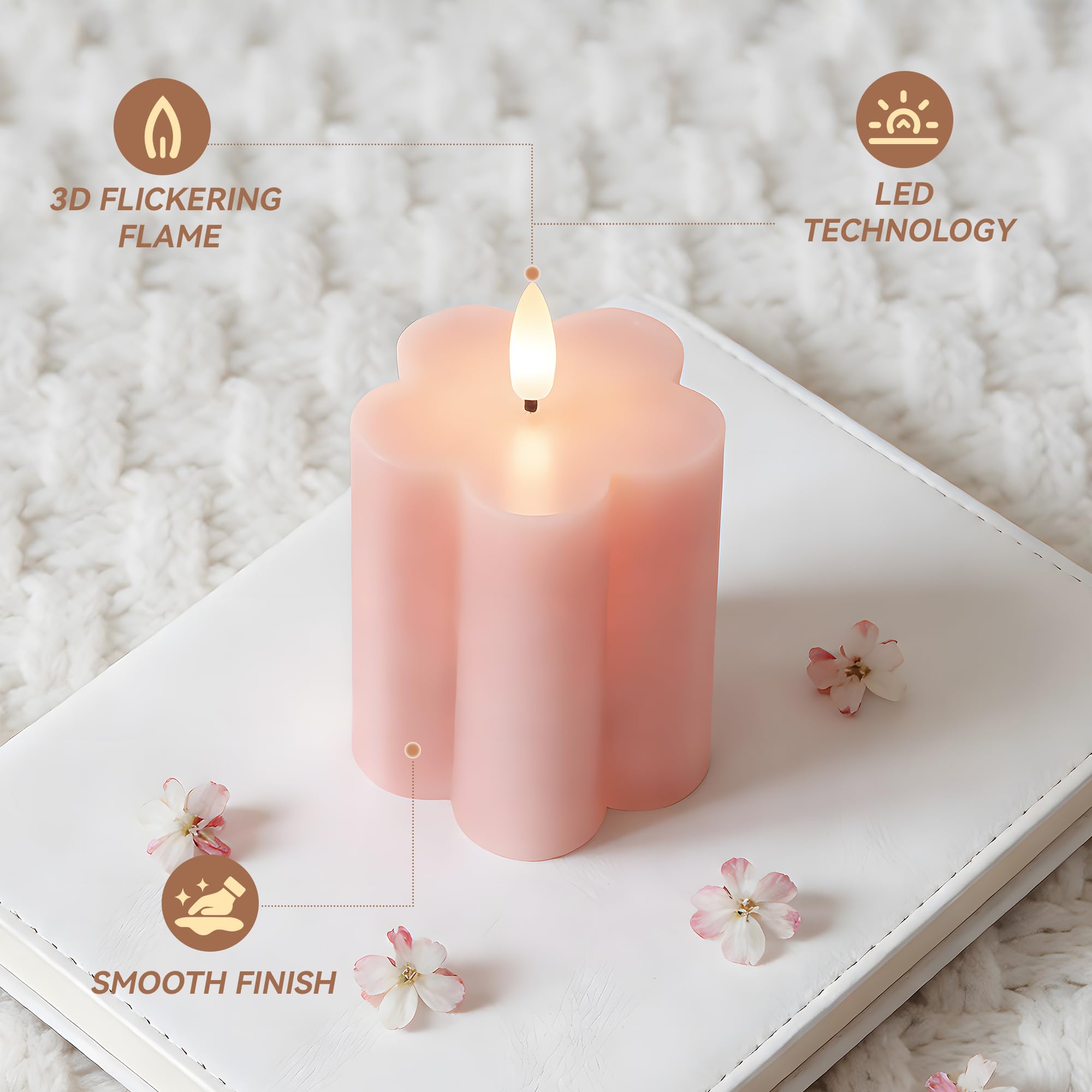 Candele a LED senza fiamma, in vera cera, con timer e telecomando, per uso interno, 7,6 x 10,2 cm, 7,6 x 12,7 cm, 7,6 x 15,2 cm, set da 3 pezzi