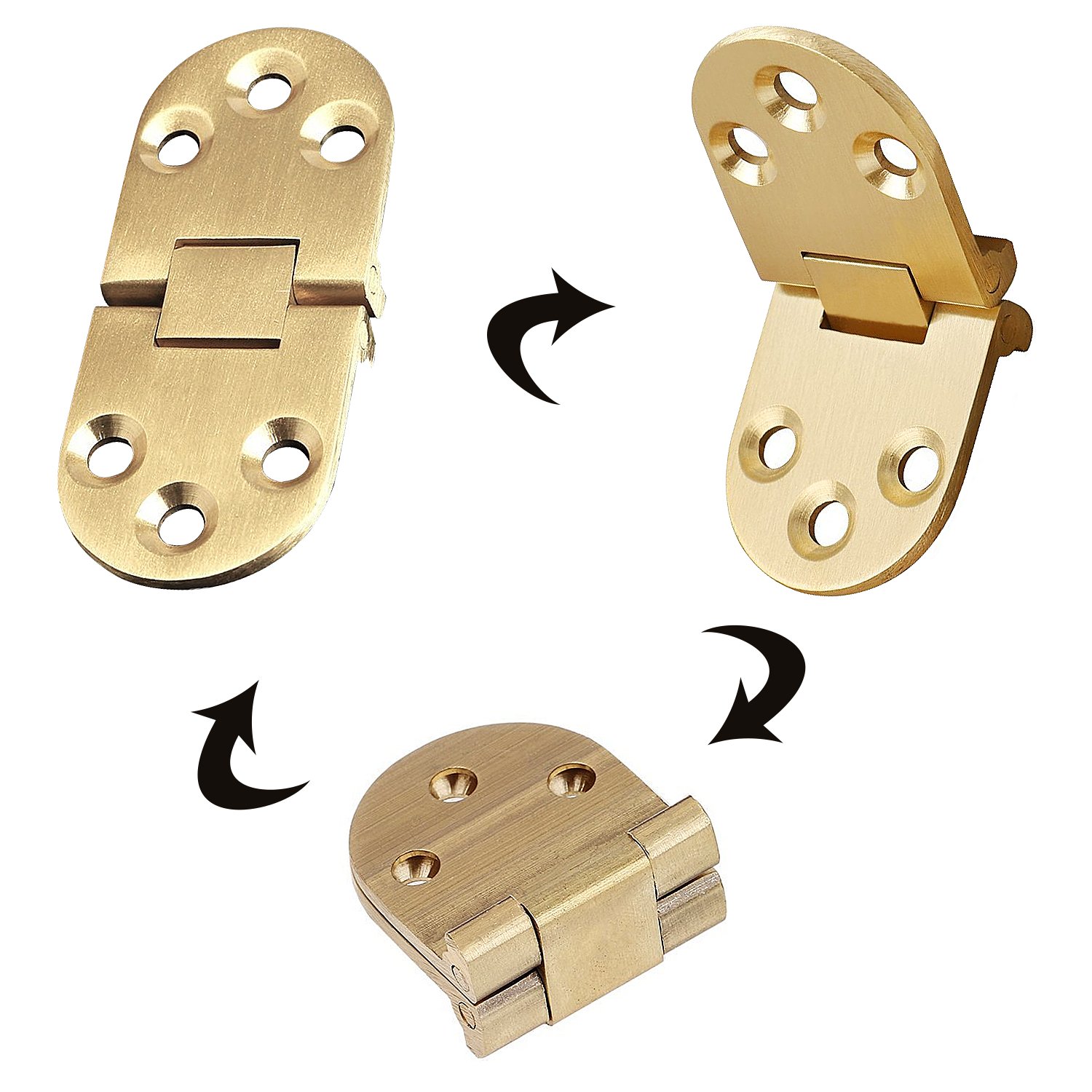 2pcs Brass Butler Tray Hinge, Heavy Duty Flip Top Hinge with Screws