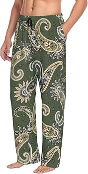 Amazon.com: Buewutiry Green Paisley Pattern Mens Pj Pants