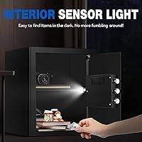 Vista 4 de 2.3 pies cúbicos Caja de seguridad ignífuga para el hogar - Caja de seguridad de acero con teclado electrónico digital, caja de seguridad para Negro