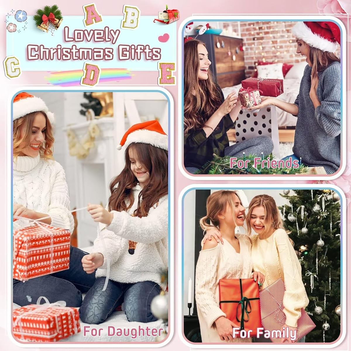 Regali di compleanno per donne, mogli, borsa per trucchi da viaggio, borsa per cosmetici, borsa per lettere in ciniglia, organizer da viaggio per trucchi, cose carine per ragazze adolescenti