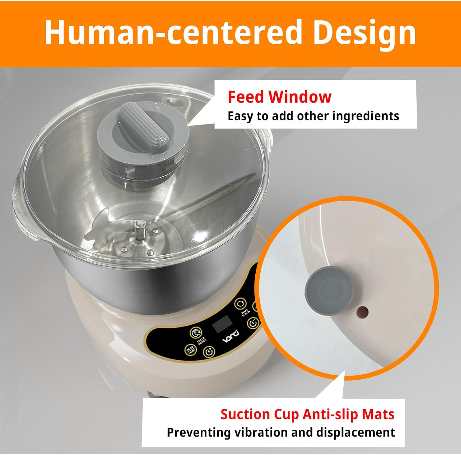 VONCI Electric Dough Maker with Ferment Function,7.3QT (7L) Stainless Steel Dough Mixer Dough Mixer Machine with Fermentation & Timer for Bread, Pizza, Dumplings, Noodles.