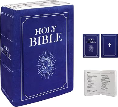 Bible Pillow Book Plush That Opens, Cozy Faith Bible Plushies, for Kids Adults Christian Gifts, Decoration for Bedrooms, Living Rooms Blue