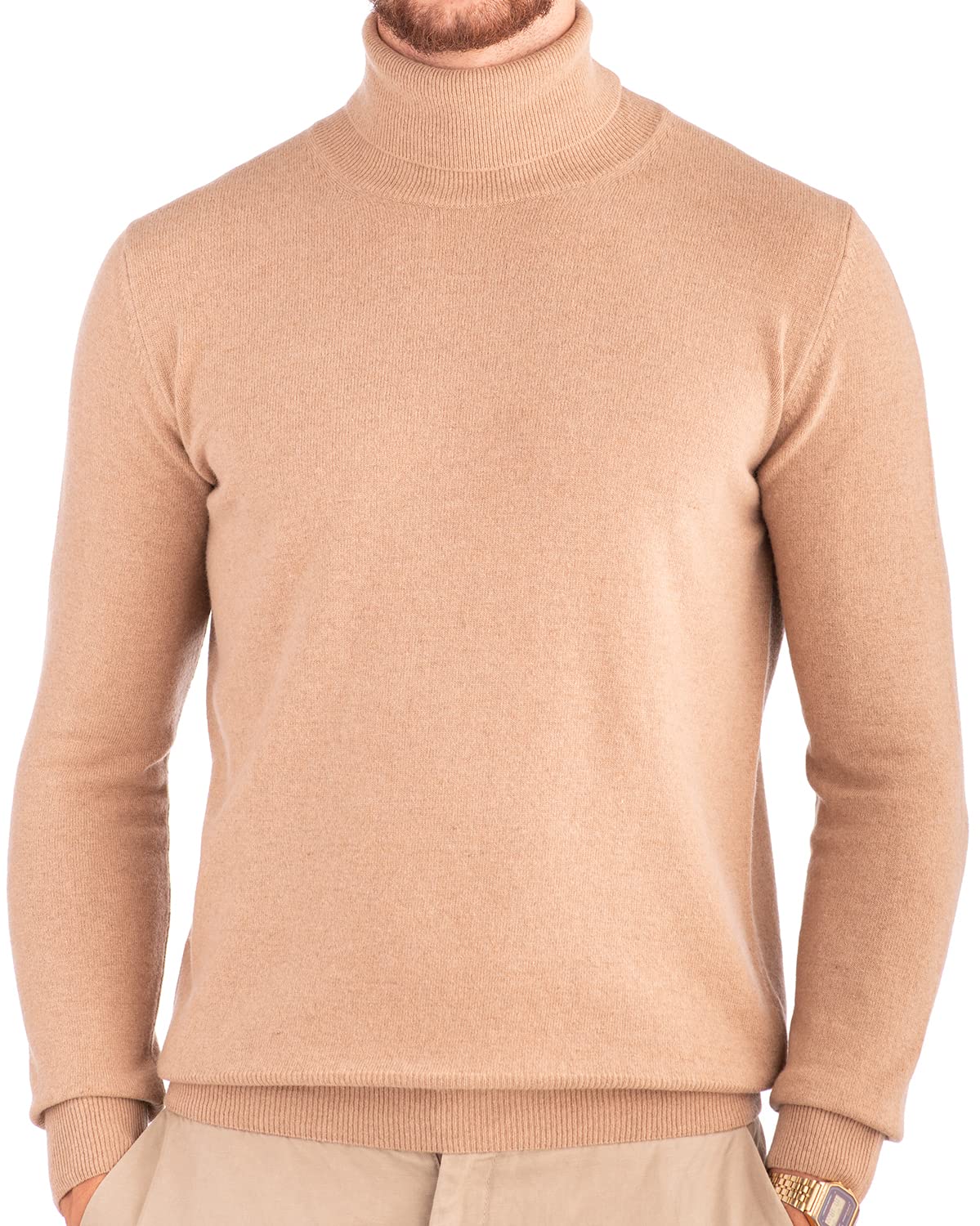 Dolcevita Maglione Uomo 30% Puro Cashmere 70% Pura Lana Made in Italy Pull Manica Lunga Morbido Soffice e Caldo