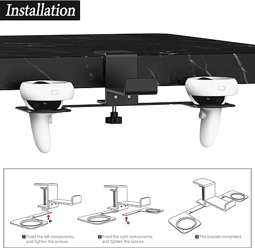 Miniatura 5 de BOOHENKA VR Headset Stand VR Hanger Headset Display Holder Headset Holder and Controller Mount Station Metal Storage Hook Compatible with Oculus