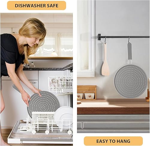 Miniatura 5 de Protector contra salpicaduras de 11 pulgadas para sartén, pantalla de salpicaduras de grasa de silicona para sartén y estufa, resistente al calor,