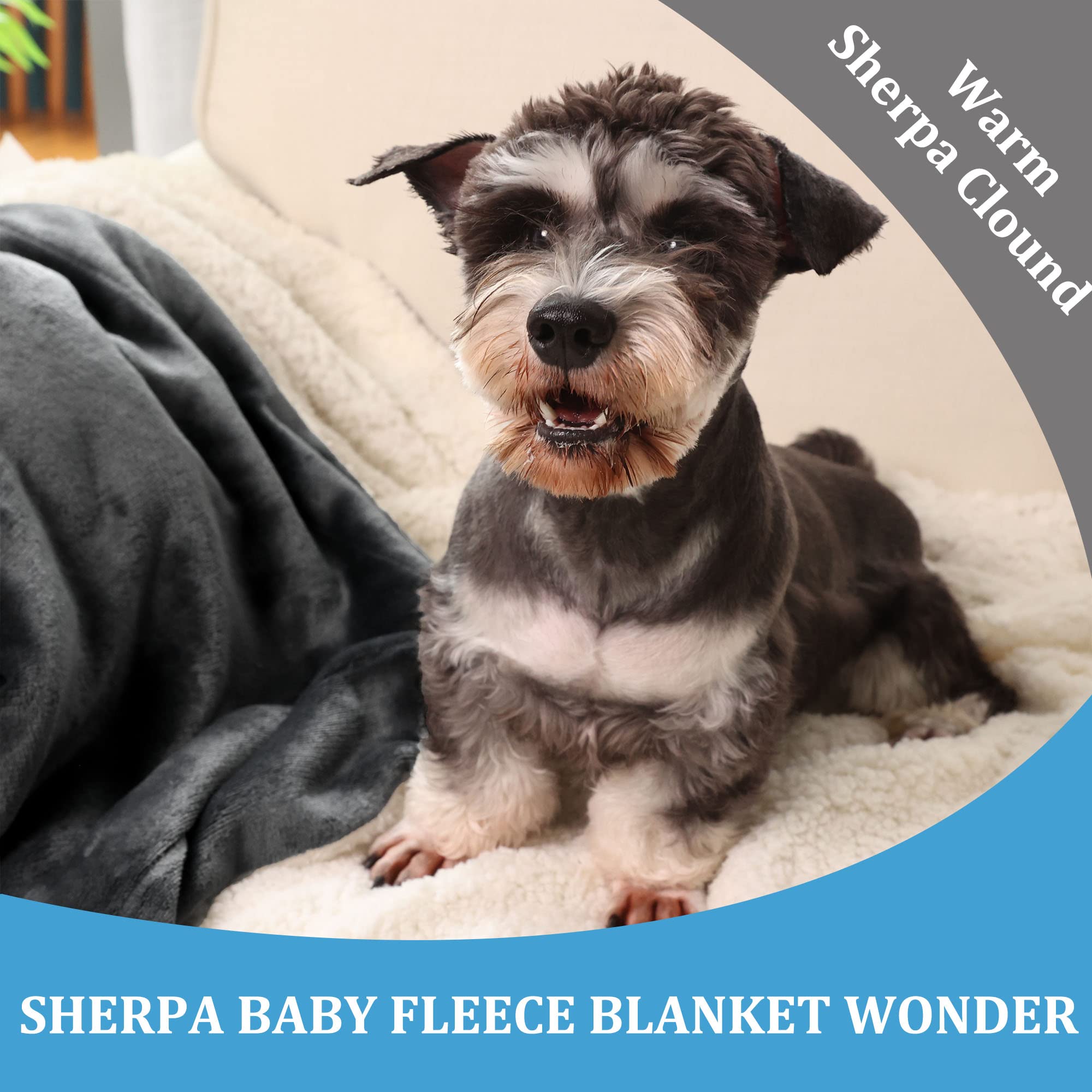 NANPIPER Coperta Sherpa per bambini, calda coperta in morbido pile per neonati (grigio, 76 x 101 cm)