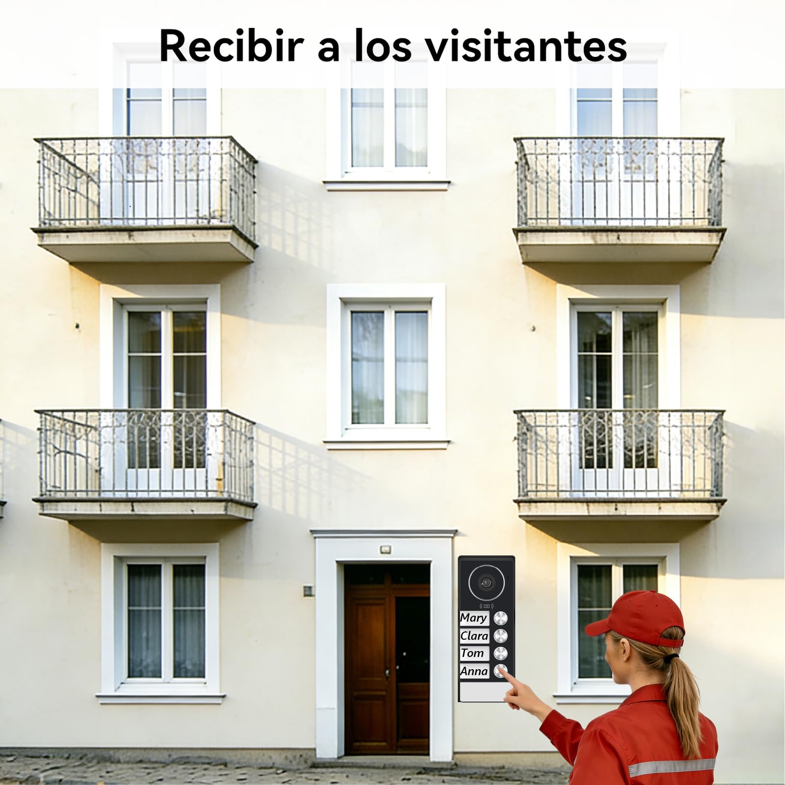 Videoportero WiFi 2 Hilos, Timbre Video Sistema Intercomunicador, Videoporteros Táctil 7",Timbre Metálico con Cámara,detección de Movimiento Humano, Kit para 4 familias