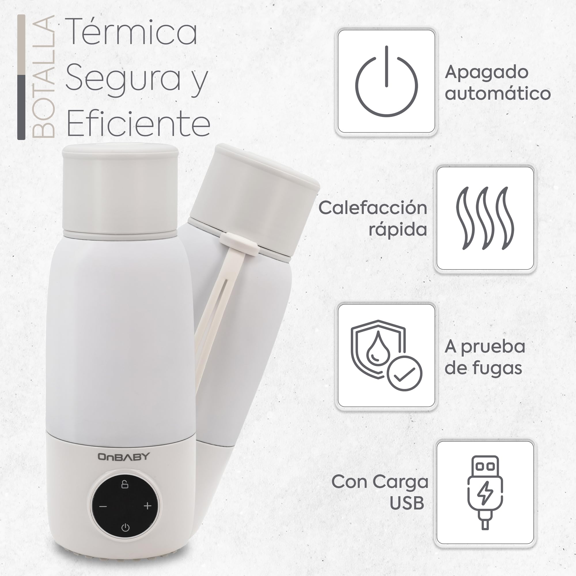 Calentador de Leche Portatil para Bebes - Termo Calienta Biberones Portatil, Calentador de Biberones Portatil, Calienta-Biberones para Leche y Agua Fácil de Transportar - Carga USB