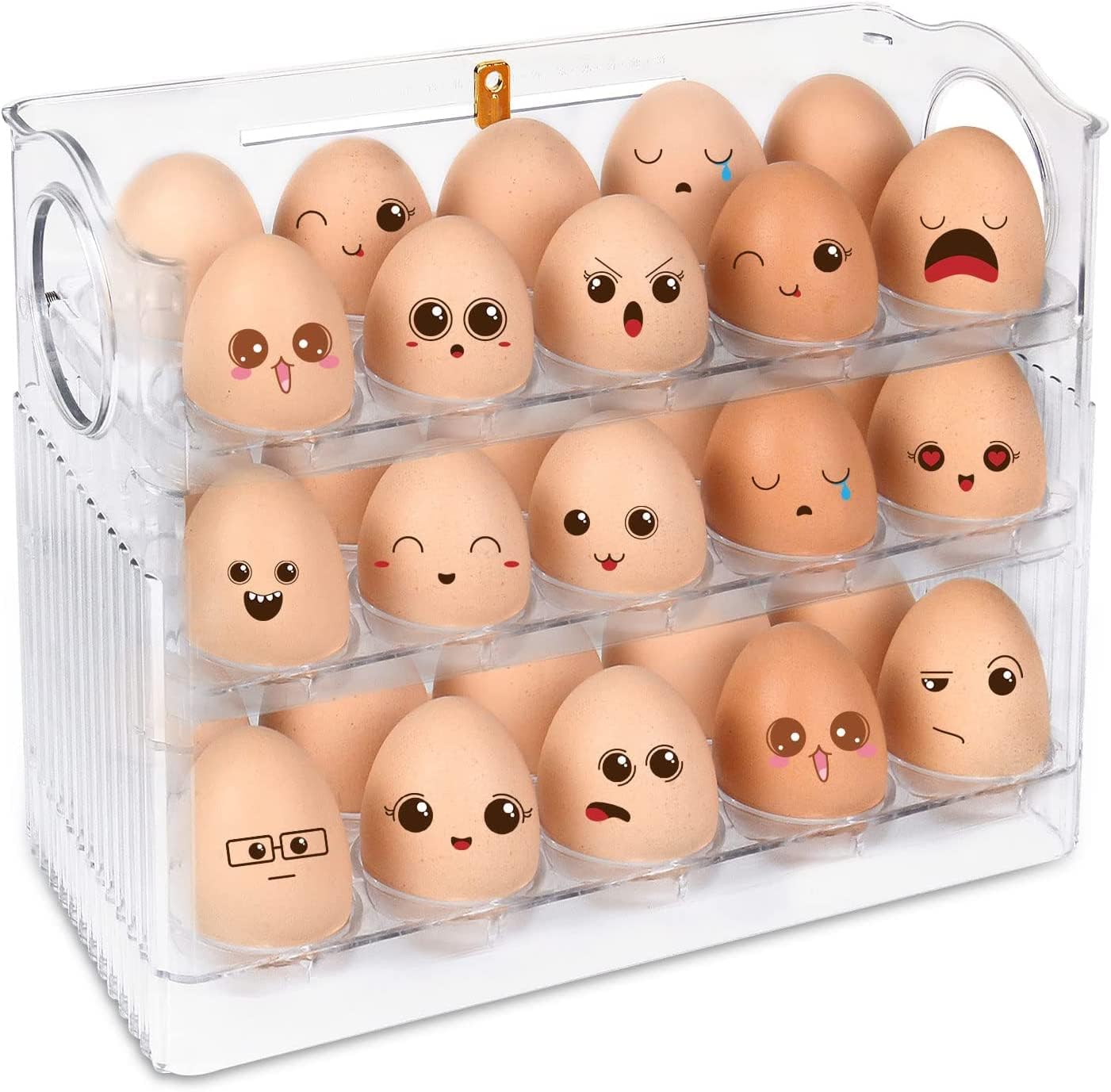 Baboerben 30 Capacity Egg Holder For Refrigerator,Egg Organizer For Refrigerator,Plastic Egg Holder With Time Scale,Suitable For Refrigerators, Kitchen Countertops Egg Storage Containers