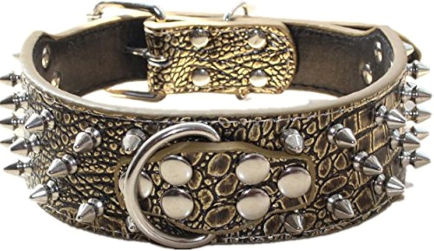 Spiked Leather Dog Collar Bullet Rivets Studded 2 Inch Width Stylish Leather Dog Collars for Medium & Large Dogs Pitbull(Black,M)
