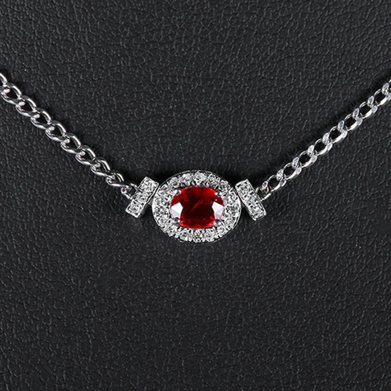 0.4ct Rubí Colgante Cadena Oro Blanco 375 585 750 Mujer
