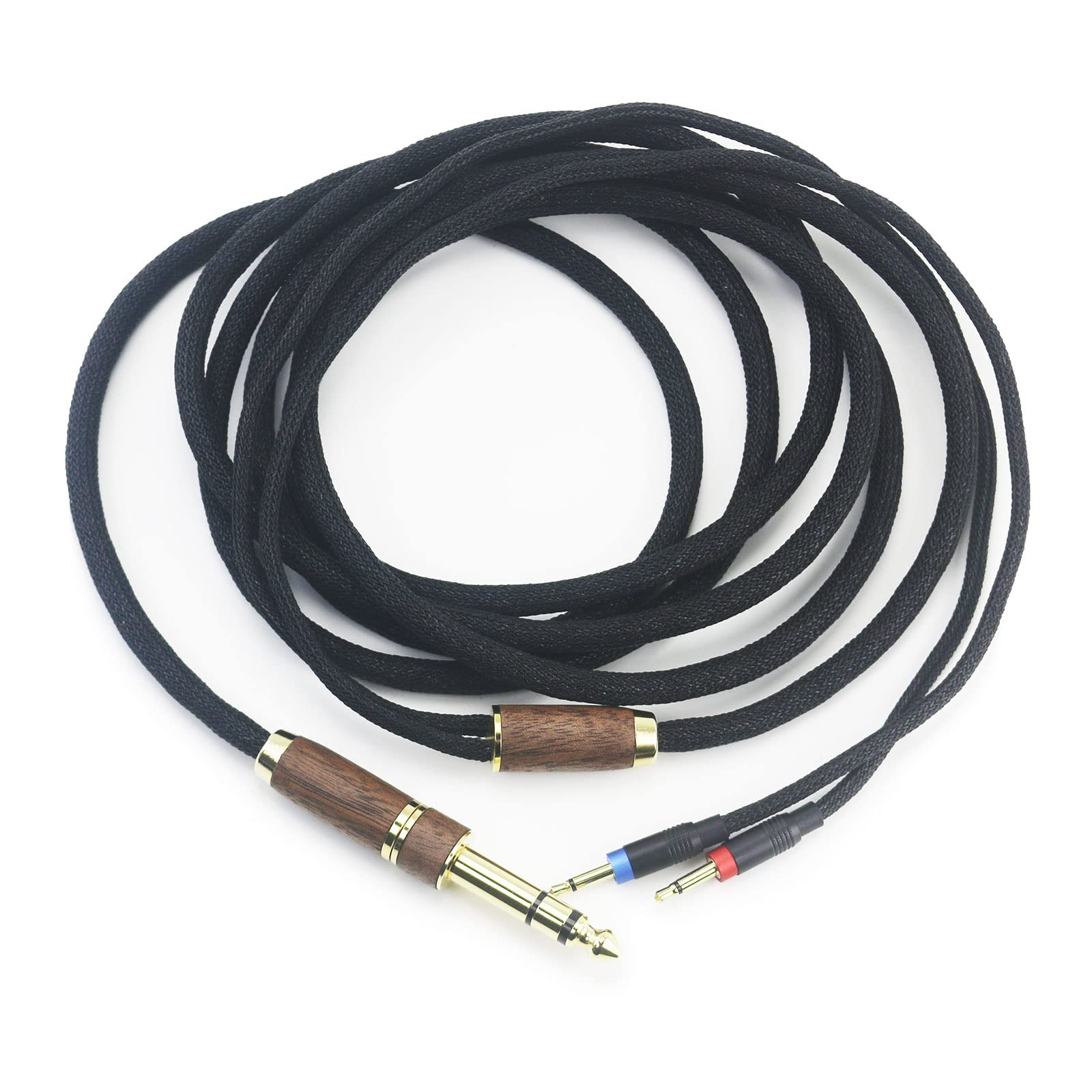 6N OCC rame placcato argento cavo audio di aggiornamento maschio da 3,5 mm e adattatore da 6,3 mm per Monolith M1060, M1060C, M565, M565, per cuffie AudioQuest NightHawk in legno di noce (2 x 2,5 mm)