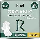 Rael Organic Cotton Cover Pads - Regular Absorbency, Unscented, Ultra Thin Pads with Wings for Women (Regular, 28 Count)