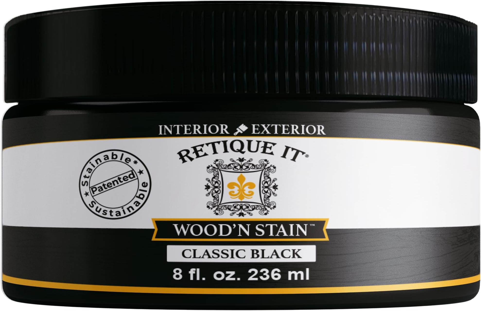 Retique It Wood'nStain Liquid Wood Gel Stain Interior/Exterior, 90 Classic Black, 8 oz