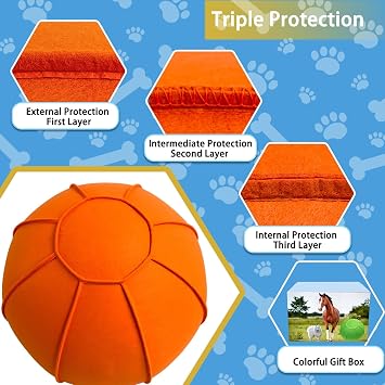 Herding Ball for Dogs, Dual Layered Herding Dog Ball Set for Australian Shepherd, Cattle, Collie, for Dog, Agility Equipment- Free Training Book(Orange)