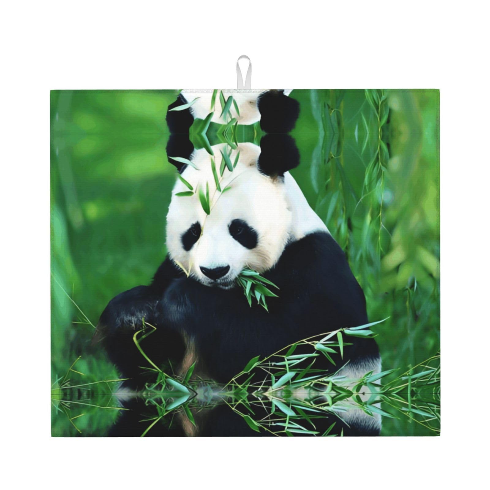 YYHHAOFA Panda Prints Kitchen Drying Mat – Highly Absorbent Microfiber Throw, Non-Slip Counter Cover for Dishes, Fade-Resistant Print & Appliance Protection