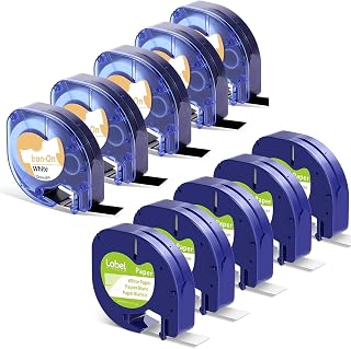 5 Pack Paper White+5 Pack Iron-On Fabric Compatible with Dymo Letratag Label Maker Refill 91330 White Paper for Letra Tag Printers LT 100H 100T Plus 200B