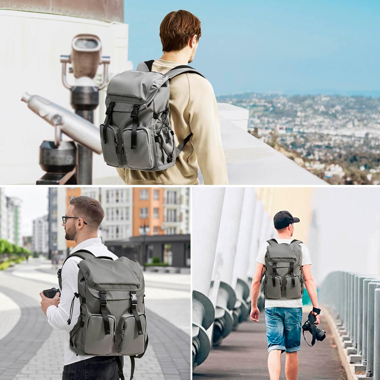 Vintage Laptop Backpack for Men & Women, 30L Functional Stylish Backpack with Stretchy Side Pocket Design, Water Resistant College Work Commuter Travel Backpack Fits 15.6 Inch Tablet, Notebook - Image 8