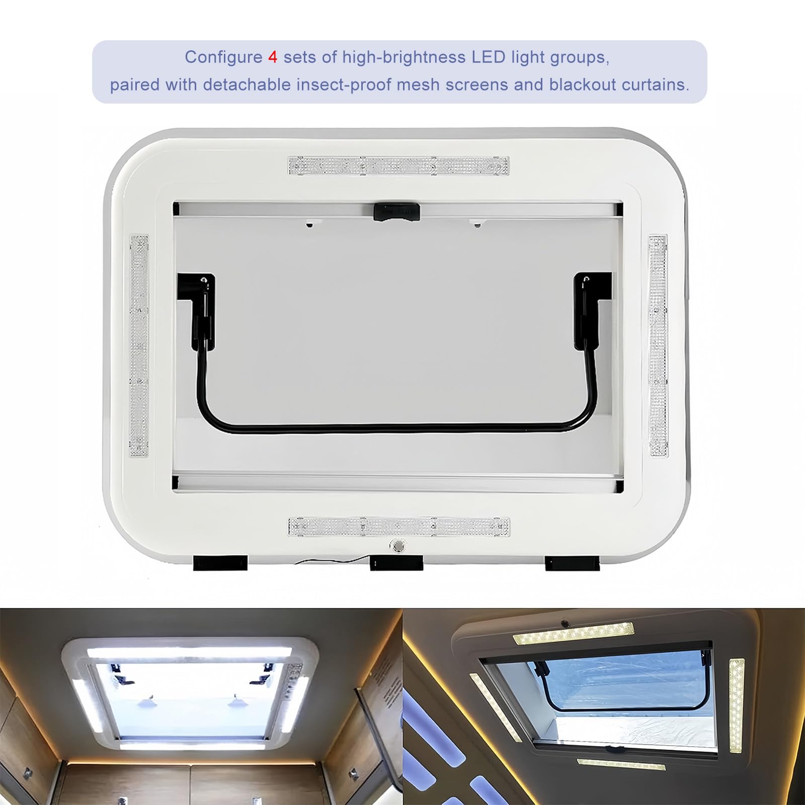 Illuminazione del lucernario per Camper, Finestra di sfiato del Tetto del Camper con Luce a LED, Tende per lucernari della Finestra del Camper del Camper ()