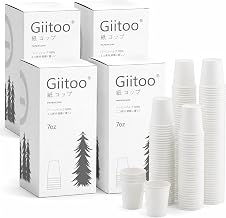 Eco Friendly Heat Resistant Paper Cups, 7 Ounce, 200 Count, 205ml, White, Disposable Cups, Sweat Resistant, PE Treatment, Eco Materials, Commercial Use (800)